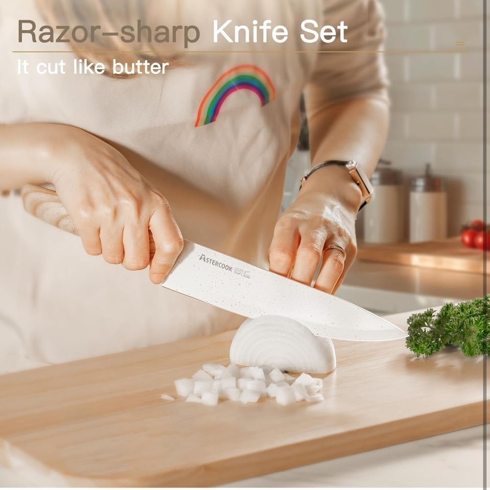Astercook Knife Set 13 Piece Kitchen Knives Set, Ceramic Coating Stainle…​​ - Picture 6 of 7
